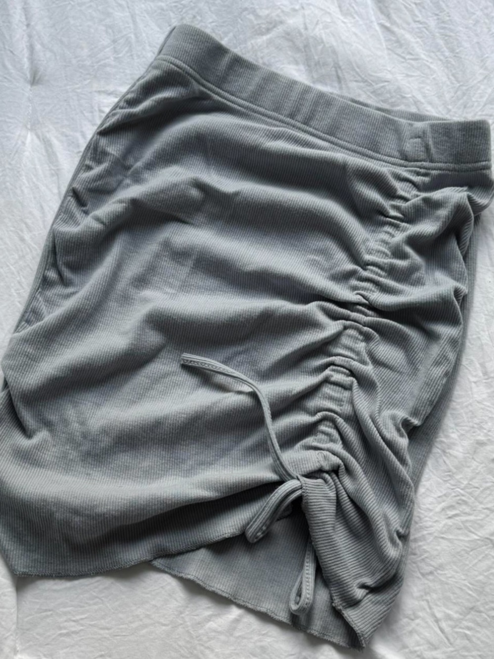 Blue Drawstring Ruched Mini Skirt - Picture 3 of 3